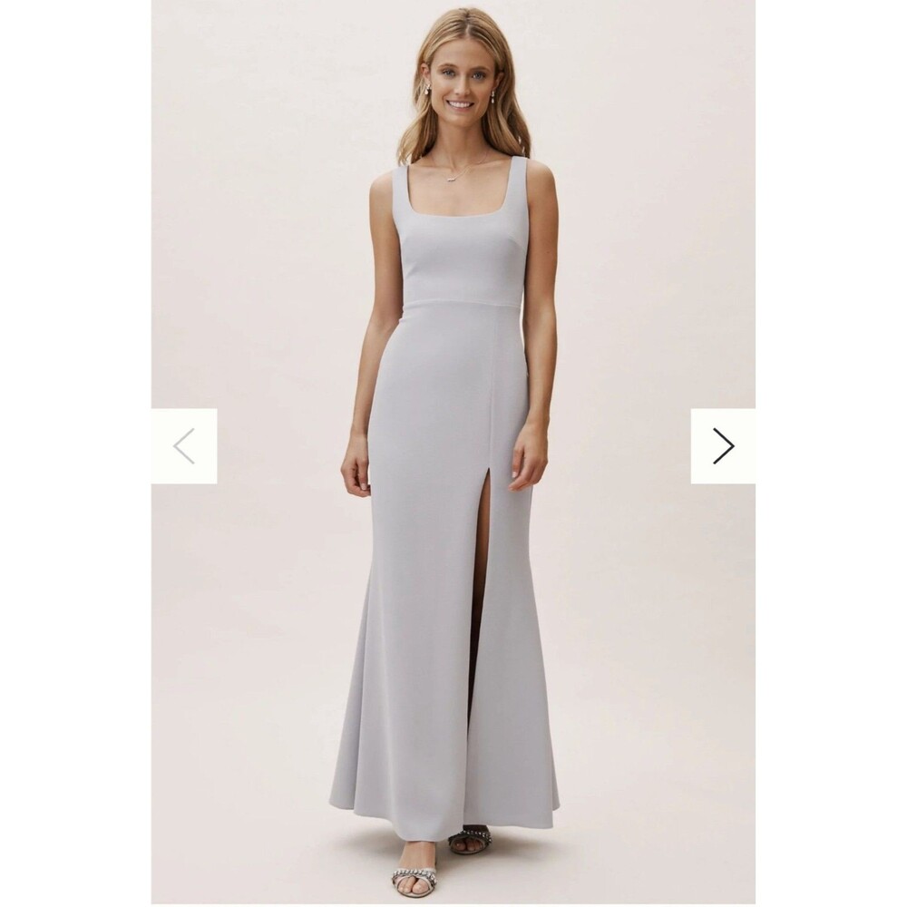 Anthropologie BHLDN Adena Square Neck Crepe Bridesmaid Dress Gray Size 8 NWT